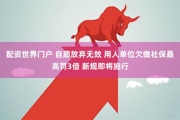 配资世界门户 自愿放弃无效 用人单位欠缴社保最高罚3倍 新规即将施行